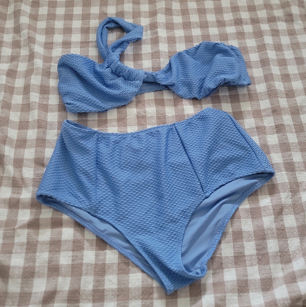 Aerie Blue Textured Bikini Set